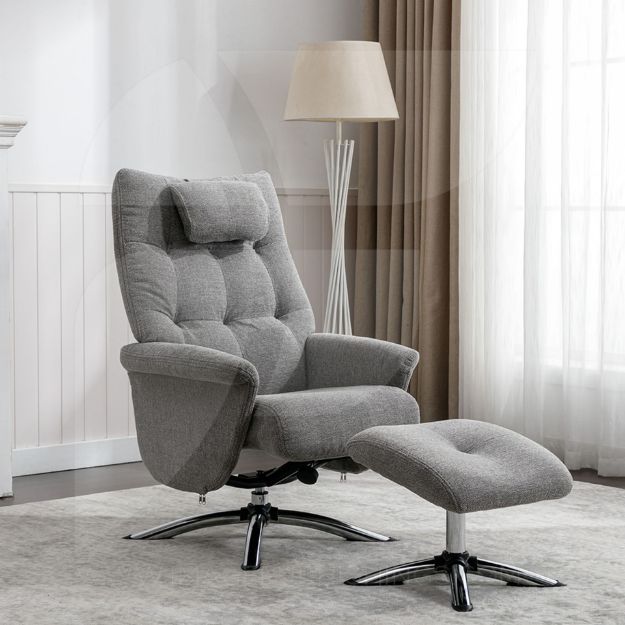 Picture of Orson Recliner Chair & Ottoman Light Herbert Grey 