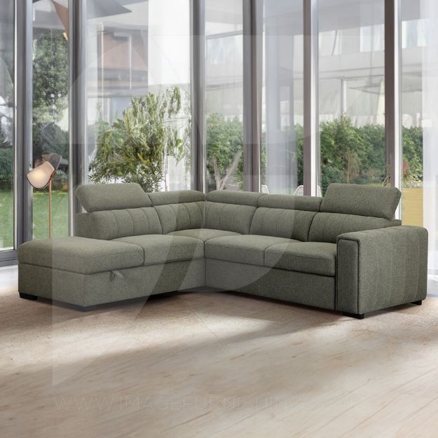 Picture of August Sectional Sofa Bed LHF Chaise Green