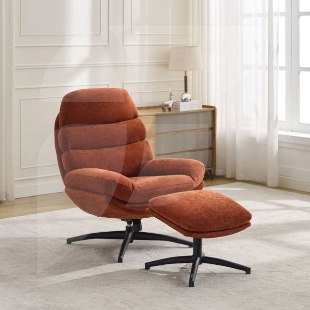 Picture of Clark Leisure Chair w/Footstool Rust 