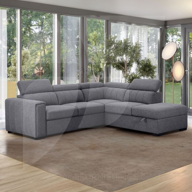 Picture of August Sectional Sofa Bed RHF Anthracite Grey 