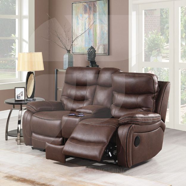 Picture of Noah Tech 2PC Loveseat w/Console  - Chocolate PART A